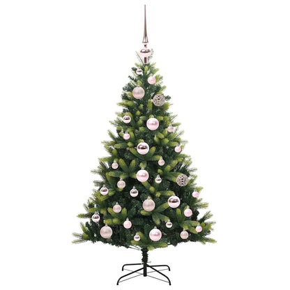 Kunstkerstboom met scharnier 150 LEDs Groen 120 cm PVC en PE