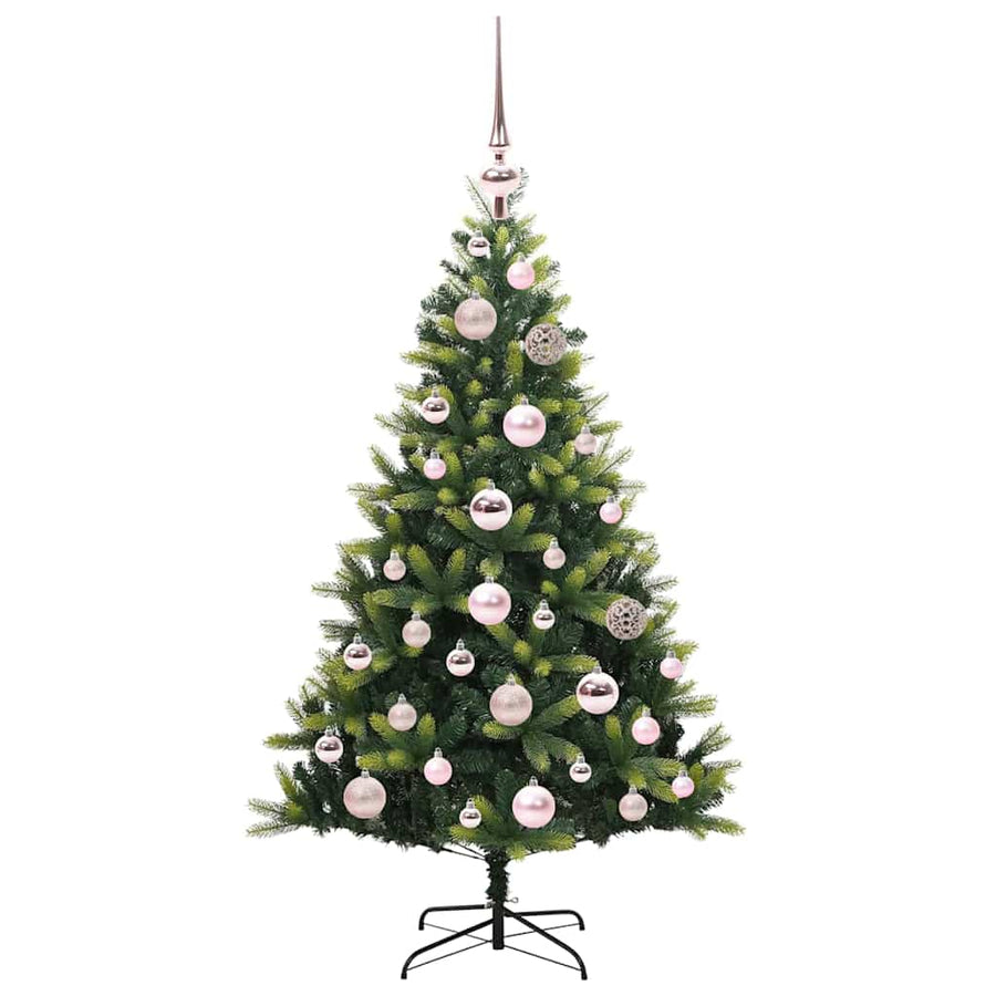Kunstkerstboom met scharnier 150 LEDs Groen 120 cm PVC en PE