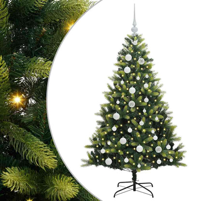 Kunstkerstboom met scharnier 150 LEDs Groen 120 cm PVC en PE
