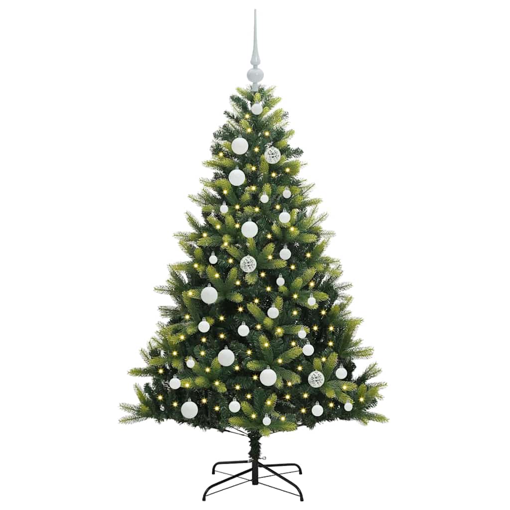 Kunstkerstboom met scharnier 150 LEDs Groen 120 cm PVC en PE