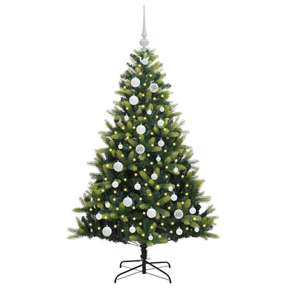 Kunstkerstboom met scharnier 150 LEDs Groen 120 cm PVC en PE