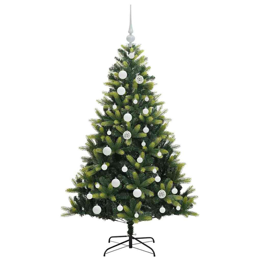 Kunstkerstboom met scharnier 150 LEDs Groen 120 cm PVC en PE