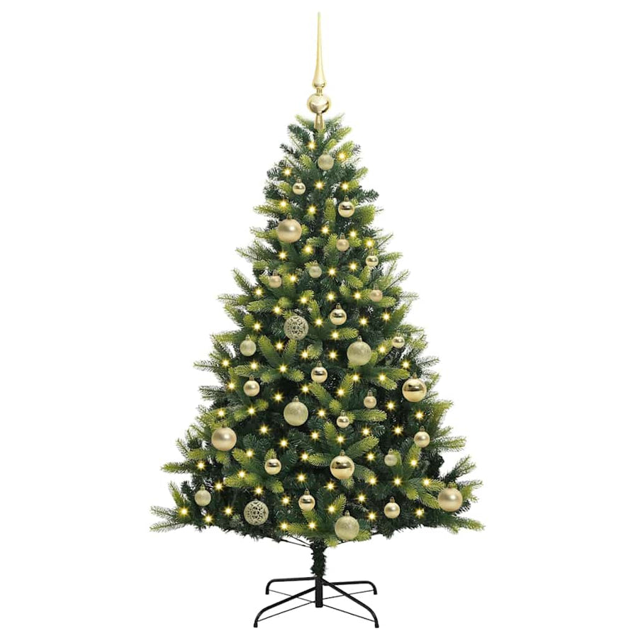 Kunstkerstboom met scharnier 150 LEDs Groen 120 cm PVC en PE