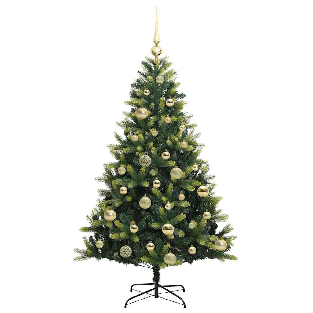 Kunstkerstboom met scharnier 150 LEDs Groen 120 cm PVC en PE