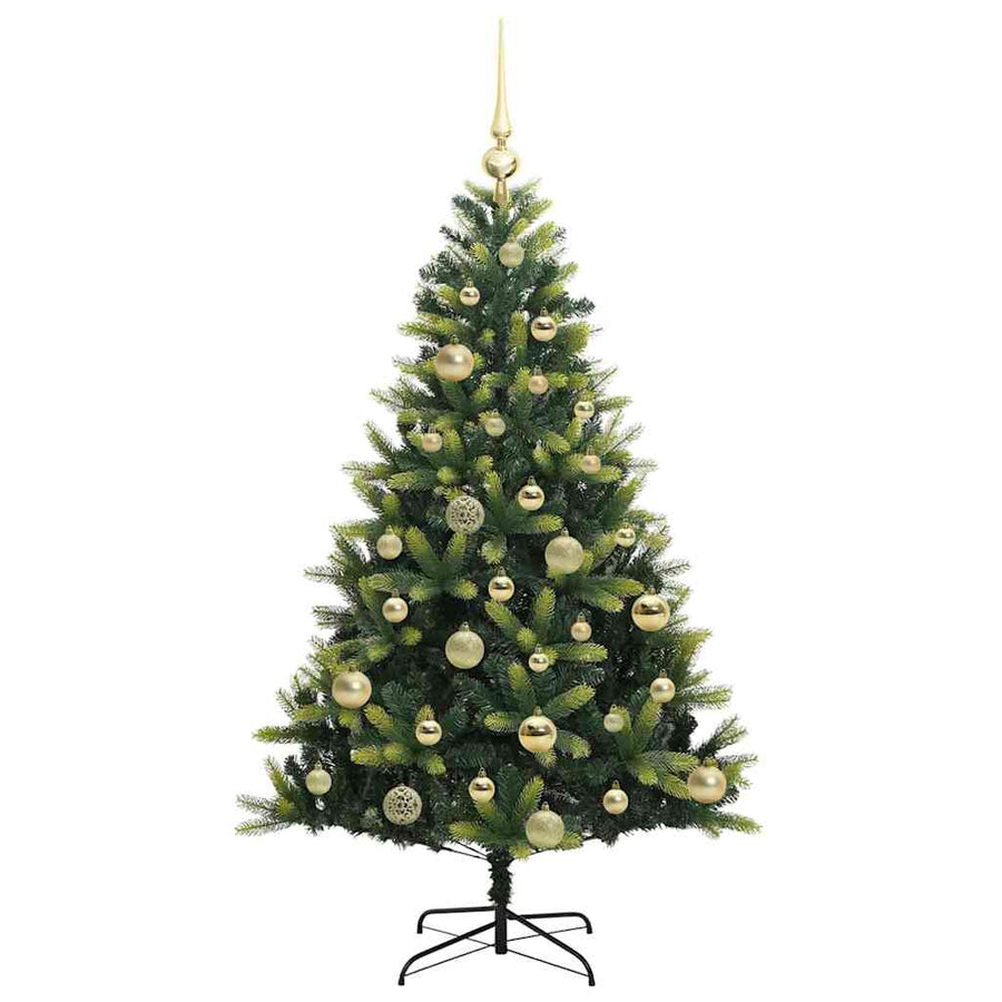 Kunstkerstboom met scharnier 150 LEDs Groen 120 cm PVC en PE