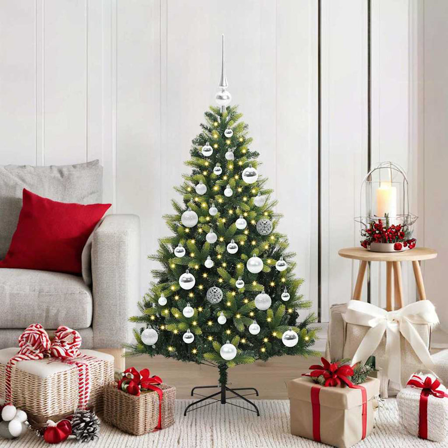 Kunstkerstboom Met Scharnier 150 Leds Groen Pvc En Pe 120 cm