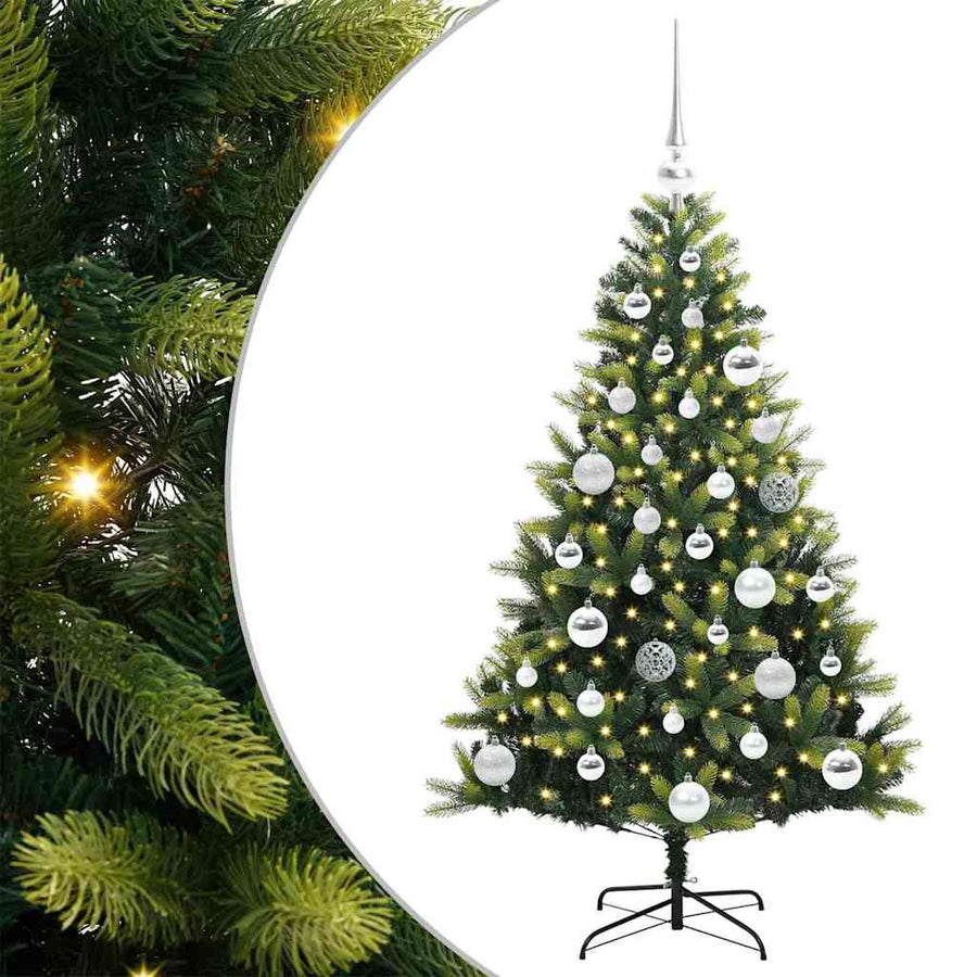Kunstkerstboom Met Scharnier 150 Leds Groen Pvc En Pe 120 cm