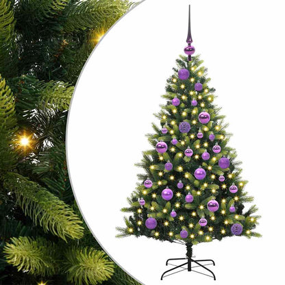 Kunstkerstboom met scharnier 150 LEDs Groen 120 cm PVC en PE