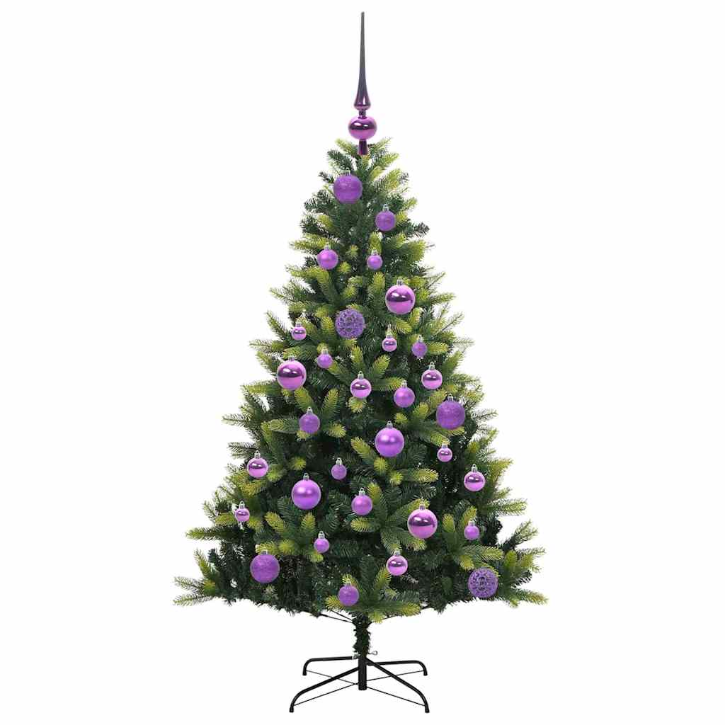 Kunstkerstboom met scharnier 150 LEDs Groen 120 cm PVC en PE