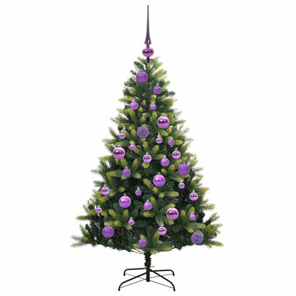 Kunstkerstboom met scharnier 150 LEDs Groen 120 cm PVC en PE