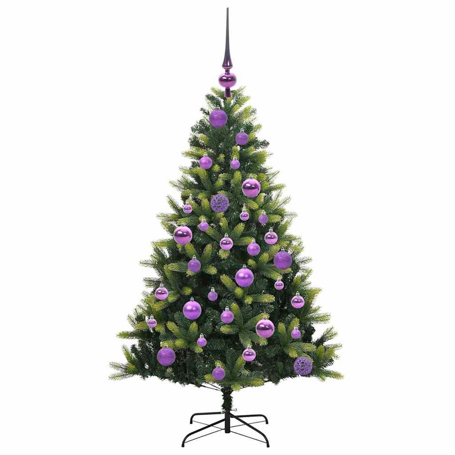 Kunstkerstboom met scharnier 150 LEDs Groen 120 cm PVC en PE