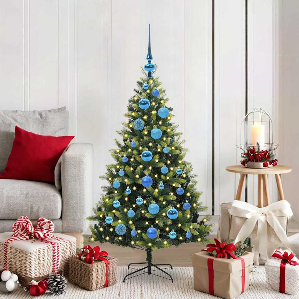 Kunstkerstboom met scharnier 150 LEDs Groen 120 cm PVC en PE