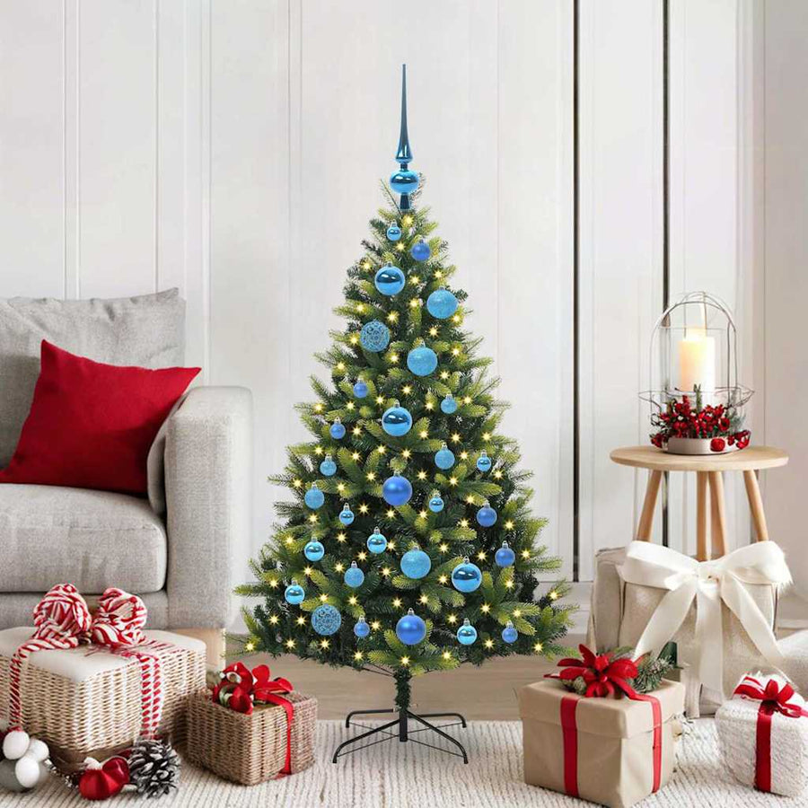 Kunstkerstboom met scharnier 150 LEDs Groen 120 cm PVC en PE