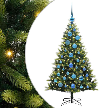 Kunstkerstboom met scharnier 150 LEDs Groen 120 cm PVC en PE