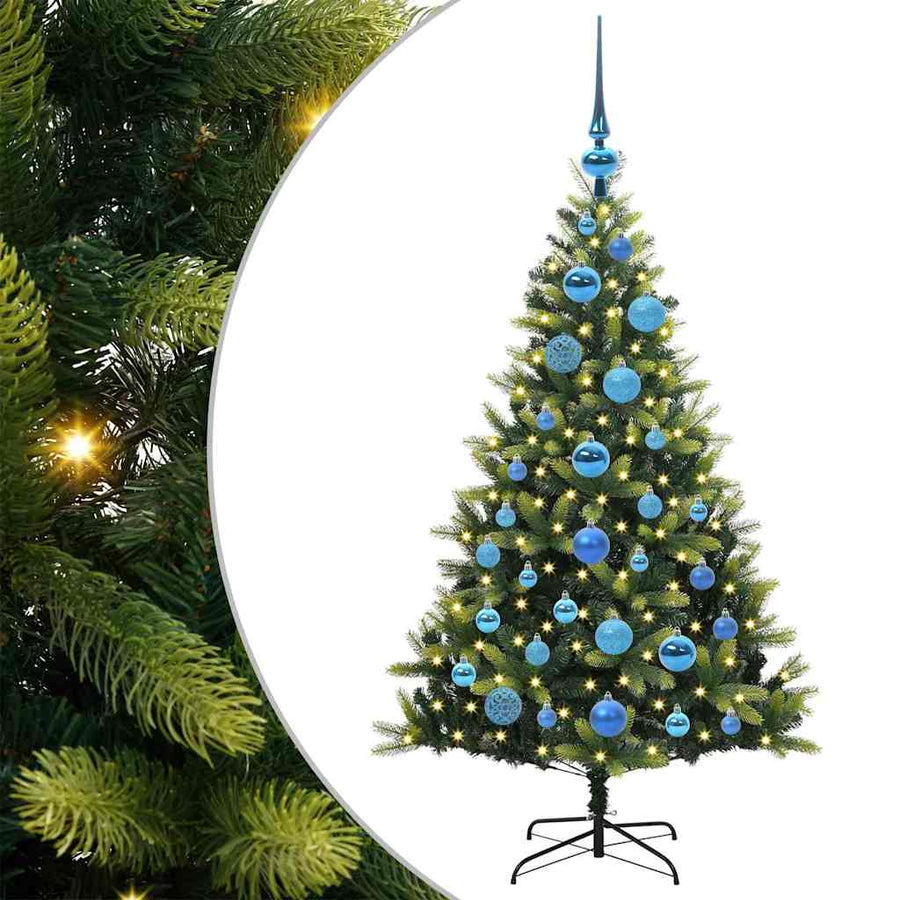 Kunstkerstboom met scharnier 150 LEDs Groen 120 cm PVC en PE