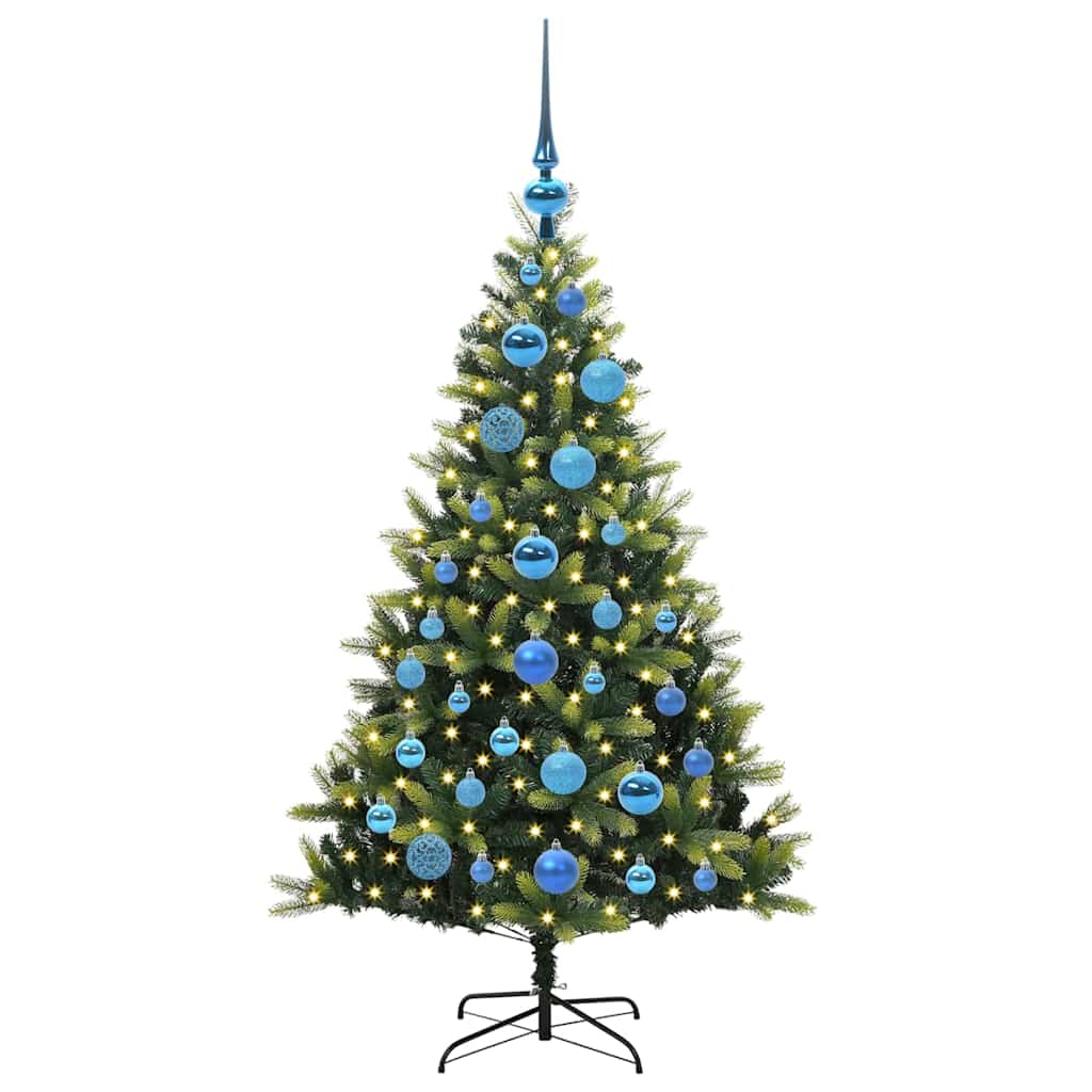 Kunstkerstboom met scharnier 150 LEDs Groen 120 cm PVC en PE