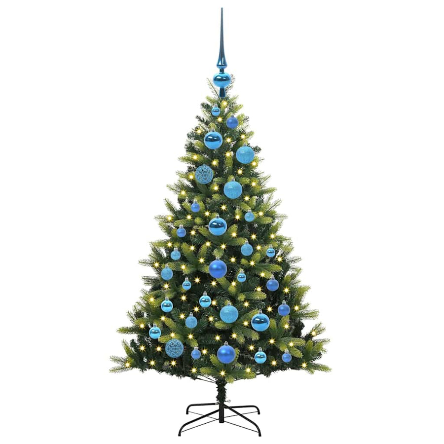 Kunstkerstboom met scharnier 150 LEDs Groen 120 cm PVC en PE