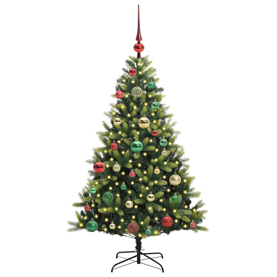 Kunstkerstboom met scharnier 150 LEDs Groen 120 cm PVC en PE