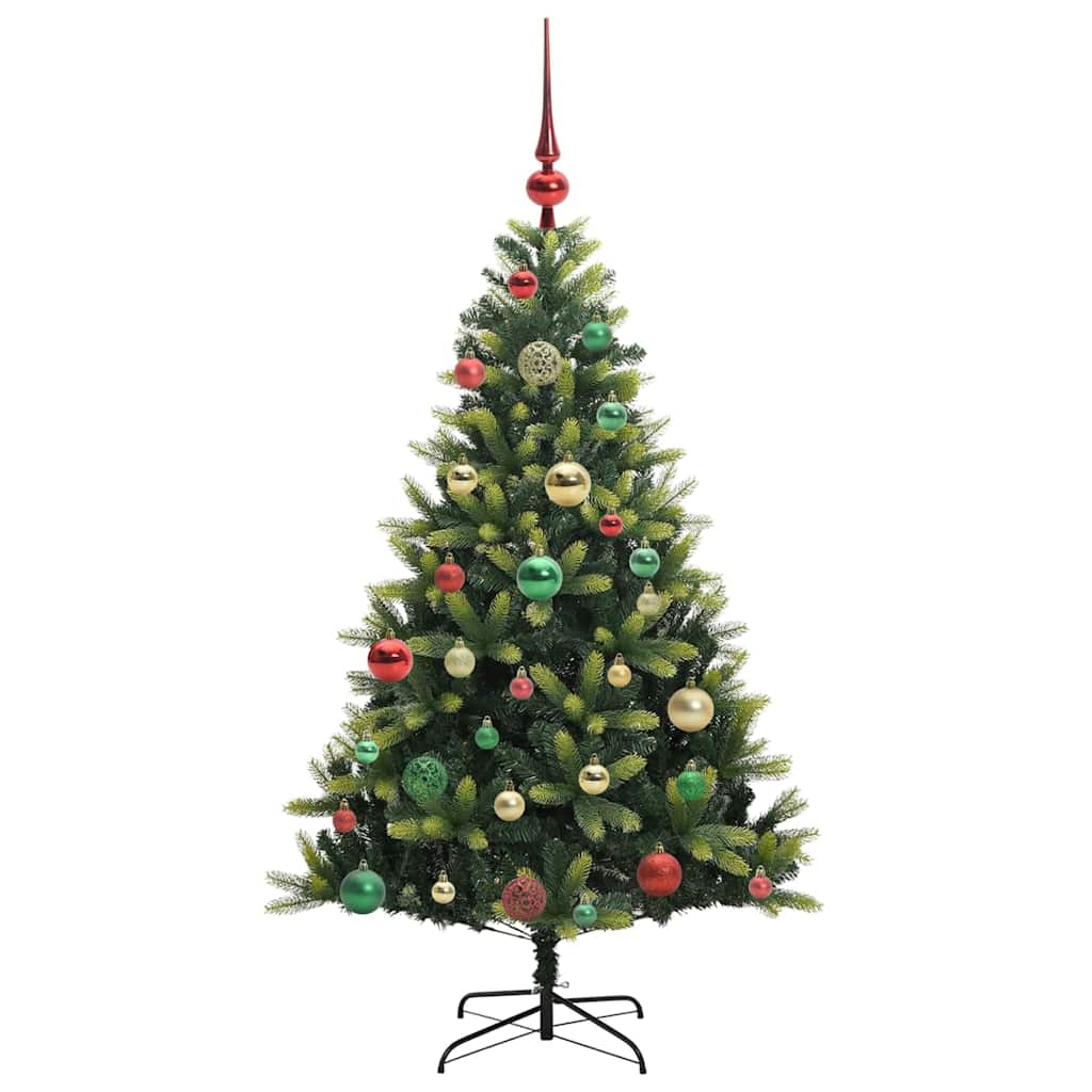 Kunstkerstboom met scharnier 150 LEDs Groen 120 cm PVC en PE