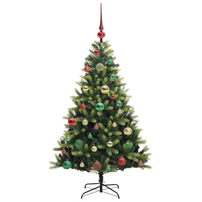 Kunstkerstboom met scharnier 150 LEDs Groen 120 cm PVC en PE