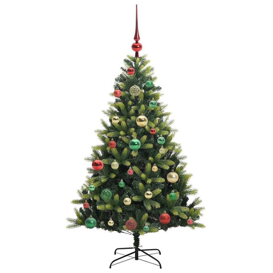Kunstkerstboom met scharnier 150 LEDs Groen 120 cm PVC en PE
