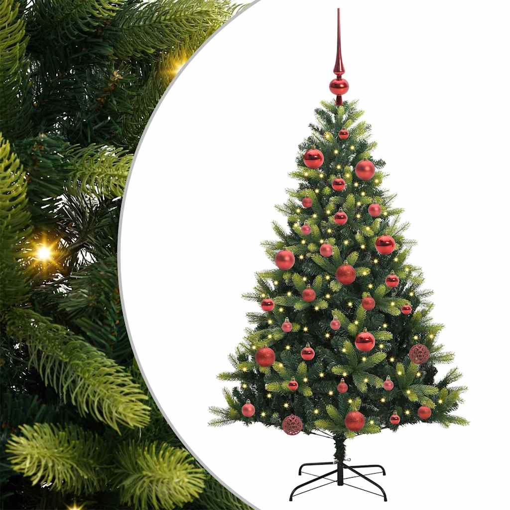 Kunstkerstboom met scharnier 150 LEDs Groen 150 cm PVC en PE