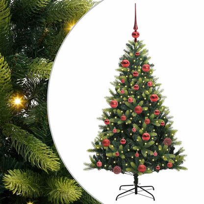 Kunstkerstboom met scharnier 150 LEDs Groen 150 cm PVC en PE