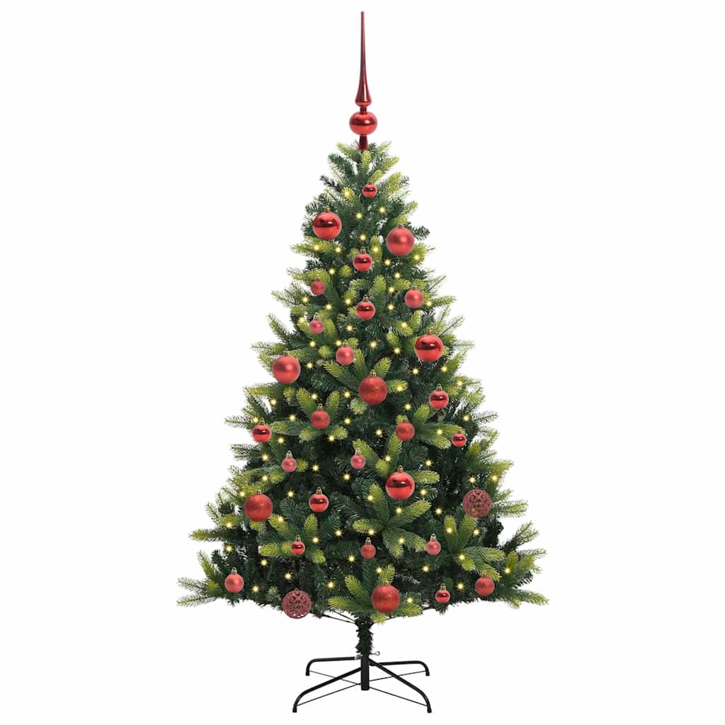 Kunstkerstboom met scharnier 150 LEDs Groen 150 cm PVC en PE