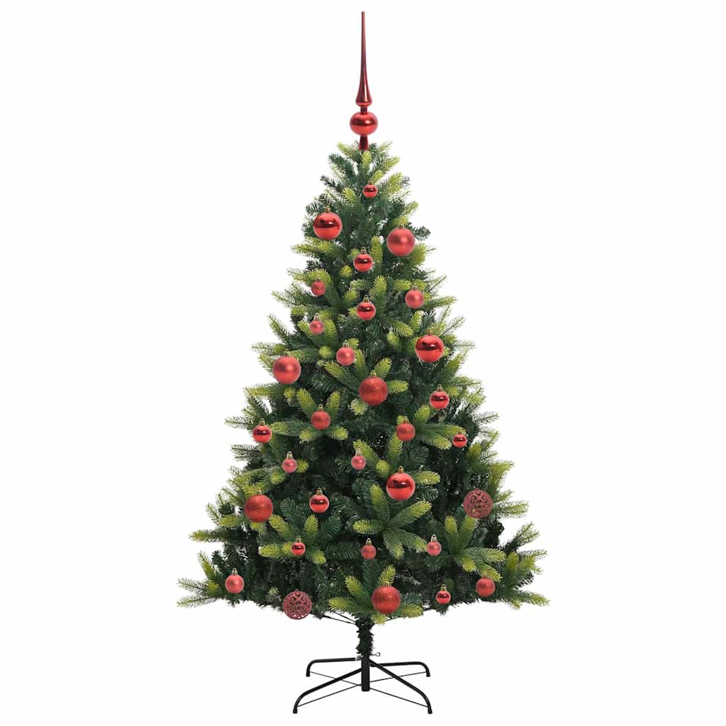 Kunstkerstboom met scharnier 150 LEDs Groen 150 cm PVC en PE