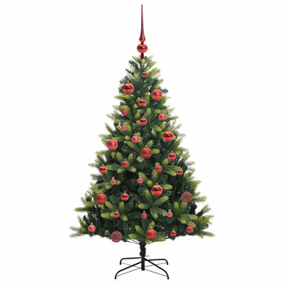 Kunstkerstboom met scharnier 150 LEDs Groen 150 cm PVC en PE