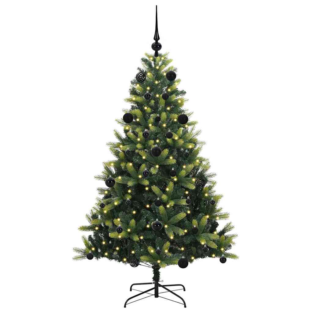 Kunstkerstboom met scharnier 150 LEDs Groen 150 cm PVC en PE