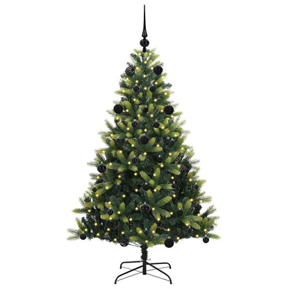 Kunstkerstboom met scharnier 150 LEDs Groen 150 cm PVC en PE