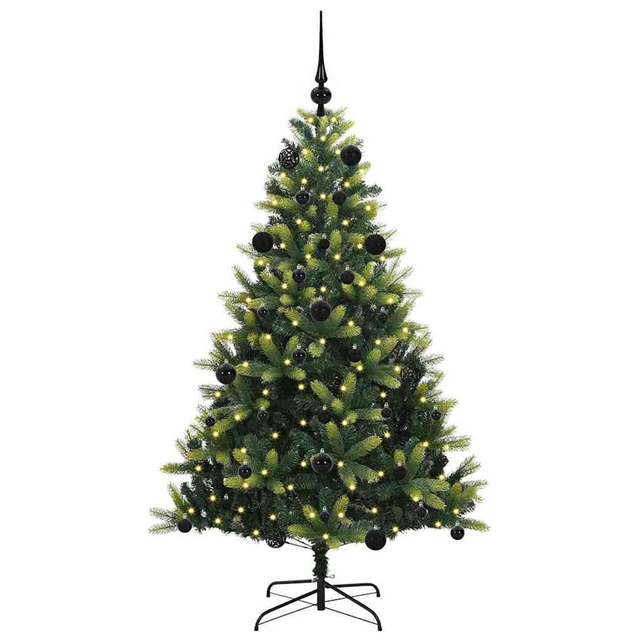 Kunstkerstboom met scharnier 150 LEDs Groen 150 cm PVC en PE