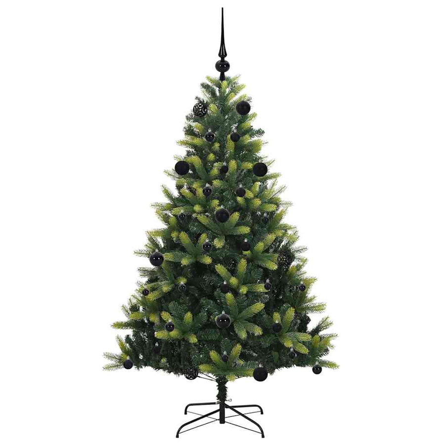 Kunstkerstboom met scharnier 150 LEDs Groen 150 cm PVC en PE
