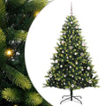 Kunstkerstboom met scharnier 150 LEDs Groen 150 cm PVC en PE