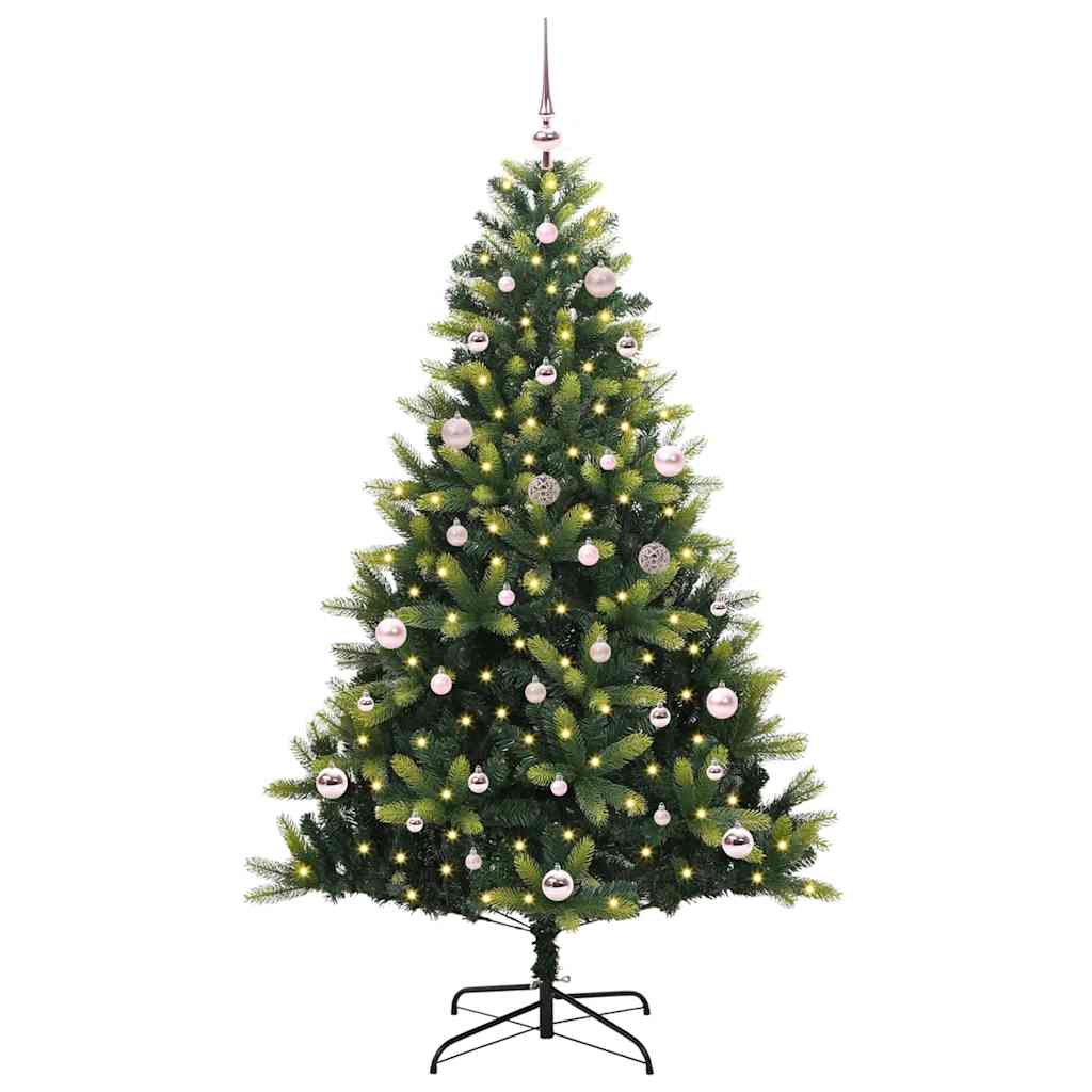 Kunstkerstboom met scharnier 150 LEDs Groen 150 cm PVC en PE