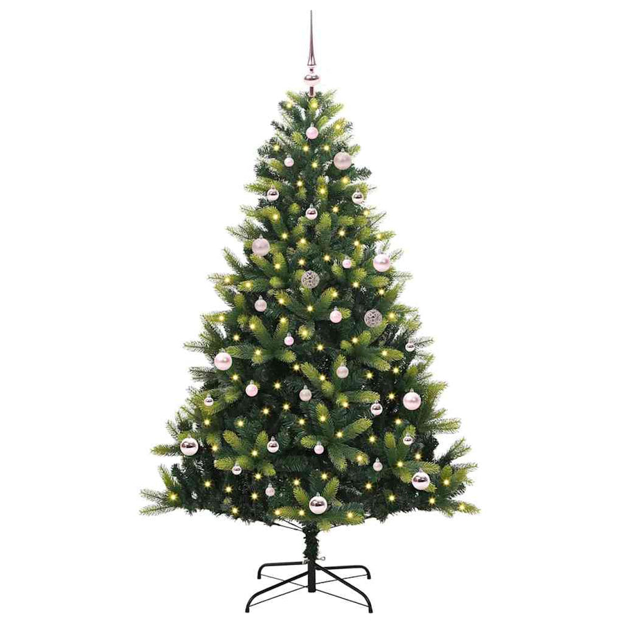Kunstkerstboom met scharnier 150 LEDs Groen 150 cm PVC en PE