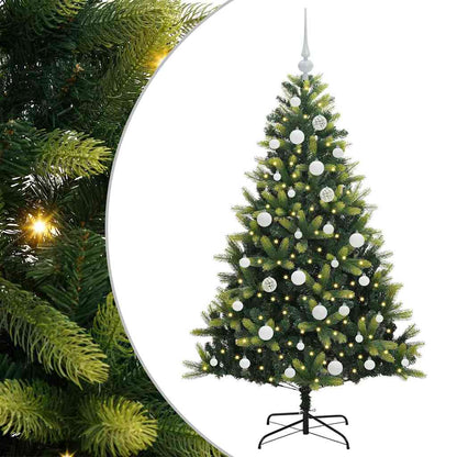 Kunstkerstboom met scharnier 150 LEDs Groen 150 cm PVC en PE
