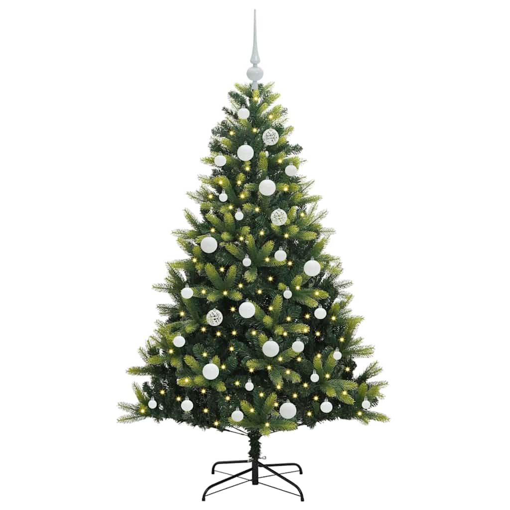 Kunstkerstboom met scharnier 150 LEDs Groen 150 cm PVC en PE
