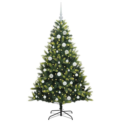 Kunstkerstboom met scharnier 150 LEDs Groen 150 cm PVC en PE
