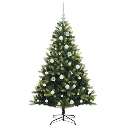 Kunstkerstboom met scharnier 150 LEDs Groen 150 cm PVC en PE