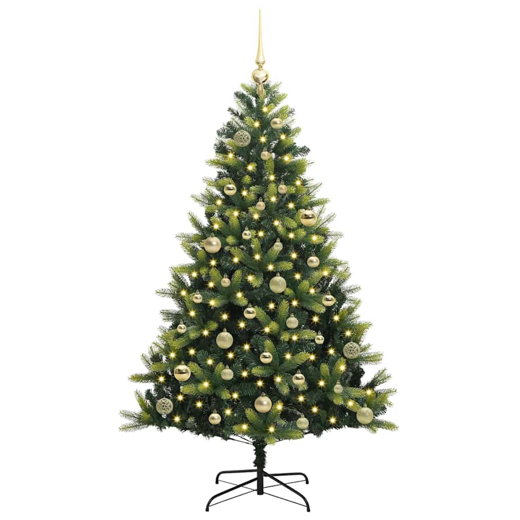 Kunstkerstboom met scharnier 150 LEDs Groen 150 cm PVC en PE
