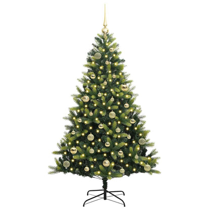 Kunstkerstboom met scharnier 150 LEDs Groen 150 cm PVC en PE