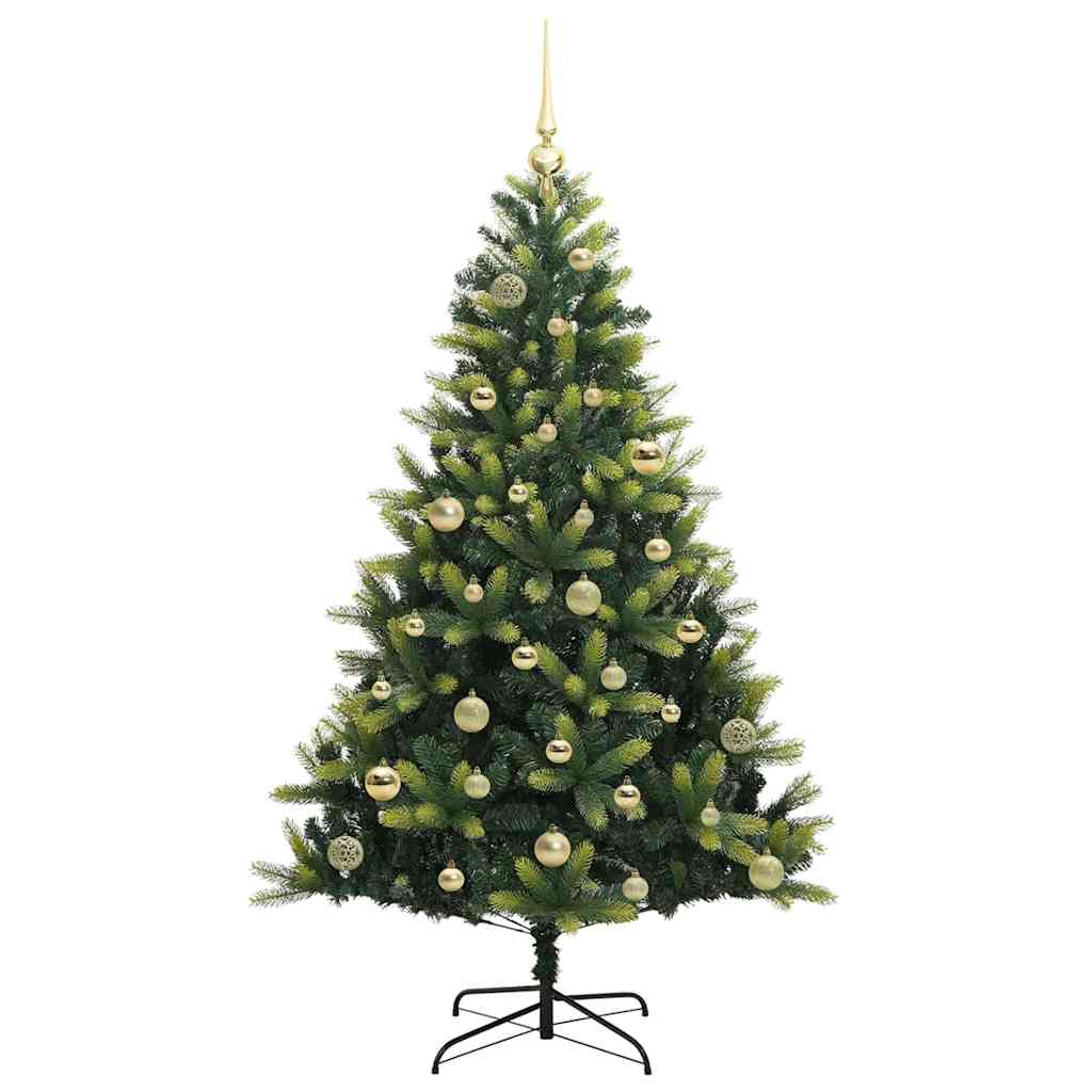 Kunstkerstboom met scharnier 150 LEDs Groen 150 cm PVC en PE