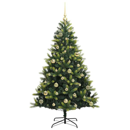 Kunstkerstboom met scharnier 150 LEDs Groen 150 cm PVC en PE