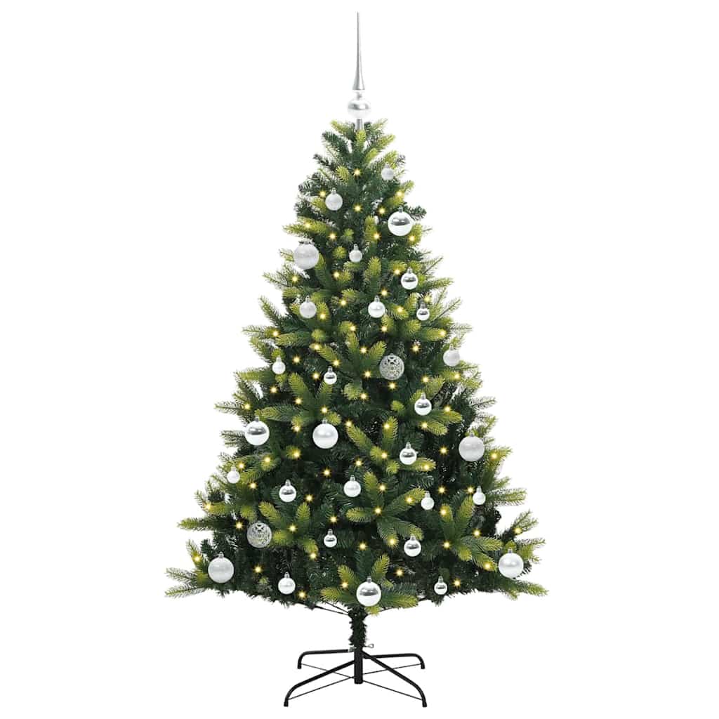 Kunstkerstboom met scharnier 150 LEDs Groen 150 cm PVC en PE