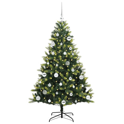 Kunstkerstboom met scharnier 150 LEDs Groen 150 cm PVC en PE