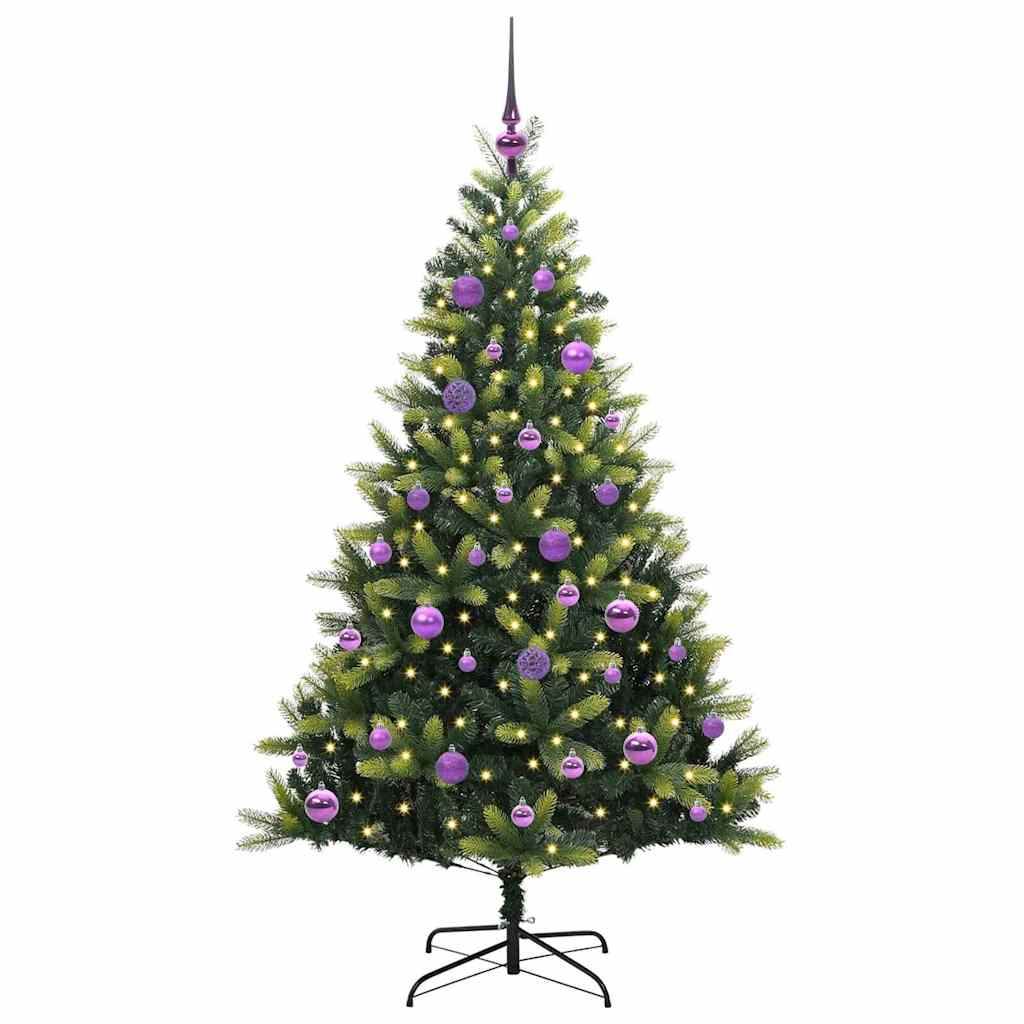 Kunstkerstboom met scharnier 150 LEDs Groen 150 cm PVC en PE