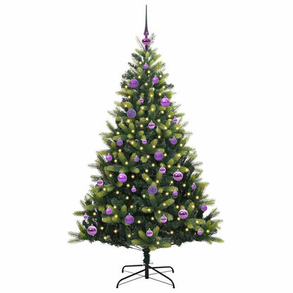 Kunstkerstboom met scharnier 150 LEDs Groen 150 cm PVC en PE