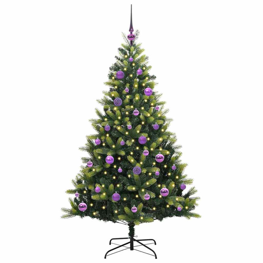 Kunstkerstboom met scharnier 150 LEDs Groen 150 cm PVC en PE